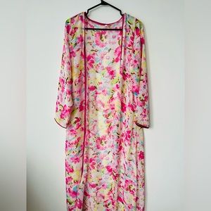 PINK FLORAL CHIFFON OVERCOAT
